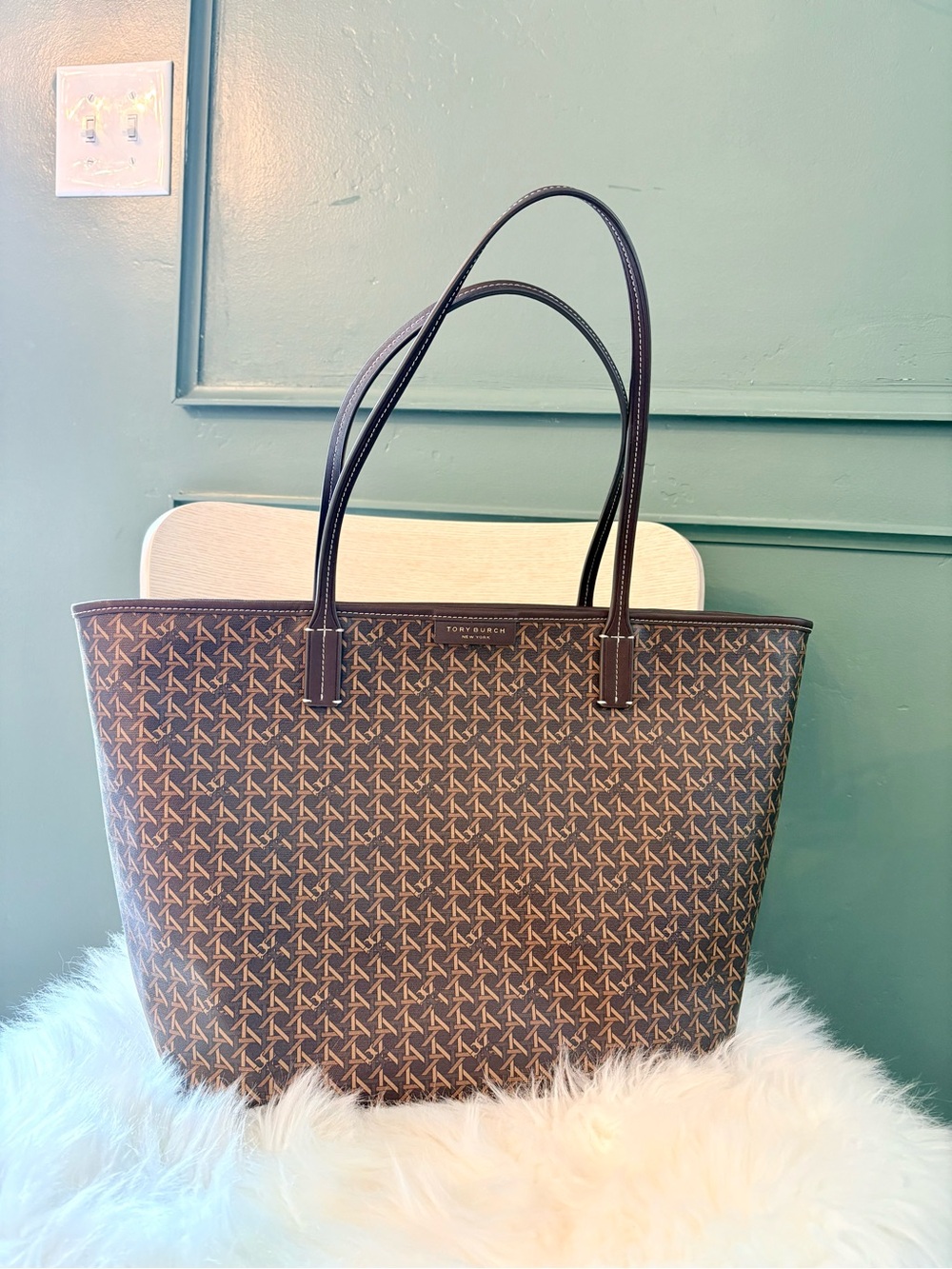 Tory Burch Brown Signature Logo Tote